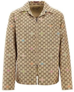 Gucci Jacquard Gg Canvas Jacket - Natural