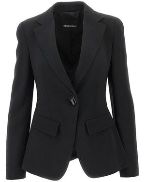 Emporio Armani Crepe Cady Single-Breasted Jacket - Black
