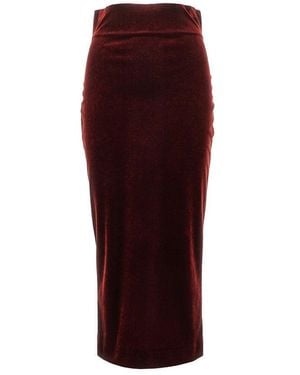 Alberta Ferretti Velvet Midi Skirt - Red