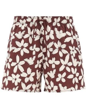 Emporio Armani Floral Print Swimshorts - Red
