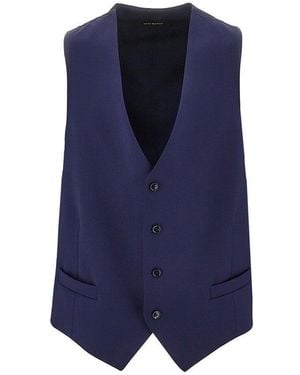 Luigi Bianchi Virgin Wool Tailored Vest - Blue