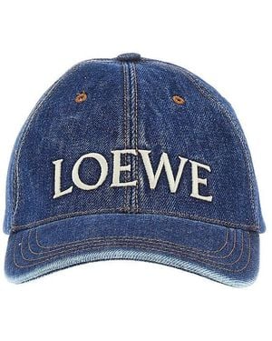 Loewe Logo Embroidery Denim Baseball Cap - Blue