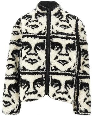 Obey Repeated Icon Sherpa Jacket - Black