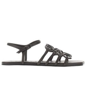 Loewe 'Petal Anagram' Leather Sandals - Brown