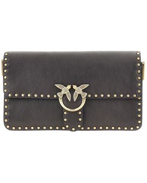 Pinko 'Love One Slouchy' Leather Bag With Studs - Black