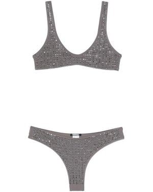 VENUJA Crystal-Embellished Lycra Bikini - Grey
