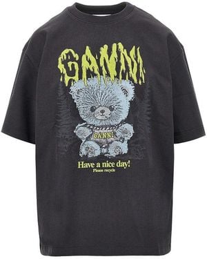 Ganni 'Forest Teddy' Print Relaxed Fit T-Shirt - Black