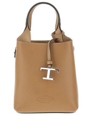 Tod's T Timeless Charm Leather Micro Bag - Brown