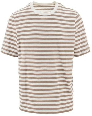 Majestic Filatures Striped Cotton And Linen T-Shirt - Natural