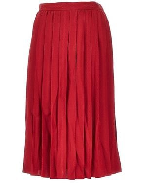 Gucci Jacquard Silk Midi Skirt - Red