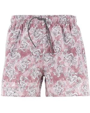 Emporio Armani Sea Animals Print Swimshorts - Purple