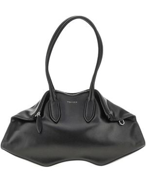 McQueen Nappa Leather 'Manta' Shoulder Bag - Black