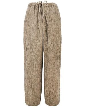 Emporio Armani Bark Effect Linen-Blend Trousers - Natural