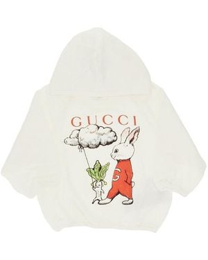 Gucci Cotton Hoodie With Logo Print Kids - White