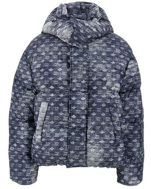 DSquared² Denim-Effect Printed Down Jacket - Blue