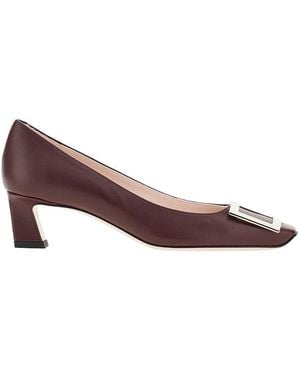 Roger Vivier Trompette Leather Court Shoes - Purple