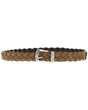 GIANNIFRANCO BELTS Braided Suede Leather Belt - Natural