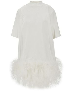 The Attico Jersey Mini Dress With Feathers - White