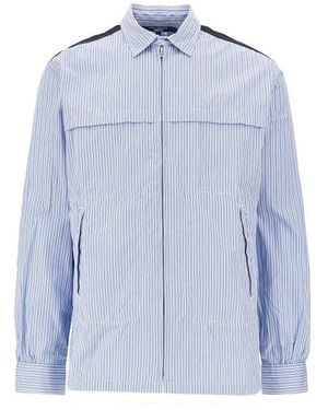 Junya Watanabe Striped Overshirt With Denim Inserts - Blue