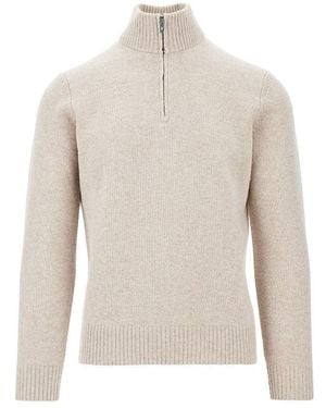 THE PULL Wool Quarter-Zip Sweater - White