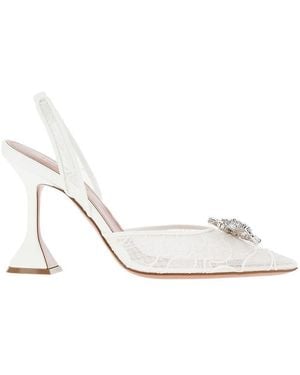 AMINA MUADDI 'Rosie Sling' Lace Slingback Pumps - White