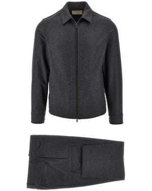 Santaniello 'Lucca' Wool-Blend Flannel Suit - Black