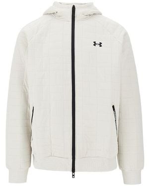 Under Armour Felpa Full-Zip Ua Unstoppable Fleece Texture Uomo - Bianco