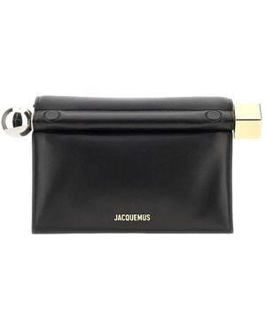 Jacquemus Nappa Leather 'Rond Carré' Clutch - Black