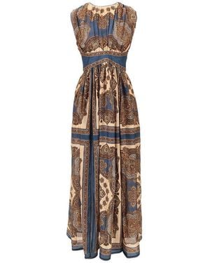 Zimmermann 'Mahon' Paisley Silk Long Dress - Brown
