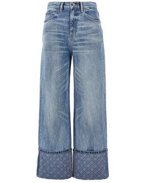 Tory Burch Jeans A Gamba Dritta Con Motivo T Monogram - Blu