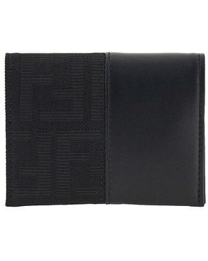 Fendi Ff Jacquard Bi-Fold Card Holder - Black