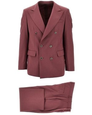 MARSĒM Wool-Blend Double-Breasted Suit - Red