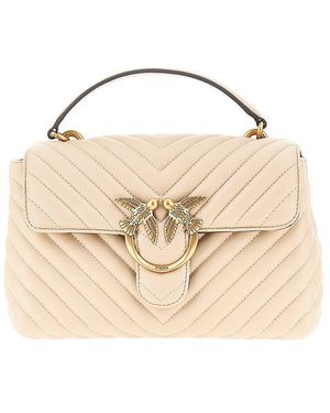 Pinko Chevron Nappa Leather Mini Love Lady Puff Bag - Metallic