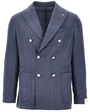 L.B.M. 1911 L. B.M. 1911 'Tom' Wool-Blend Double-Breasted Jacket - Blue