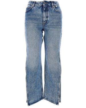 Loewe Jeans Cropped Con Spacchi Laterali - Blu