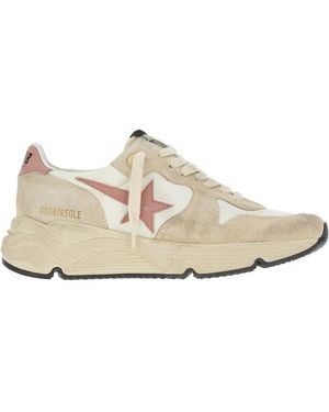 Golden Goose 'Running' Nylon And Suede Leather Trainers - Natural