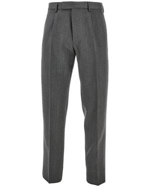 ZEGNA Gabardine Relaxed Fit Trousers With Dart - Grey