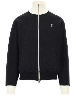 Ami Paris De Coeur Embroidery Full-Zip Sweatshirt - Black