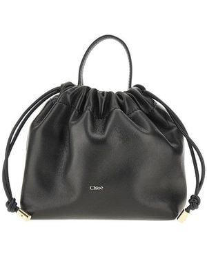 Chloé 'Mini Chloé Icons' Leather Bag With Chain - Black