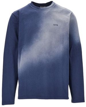 Arte' Cotton T-Shirt With Faded Effect - Blue