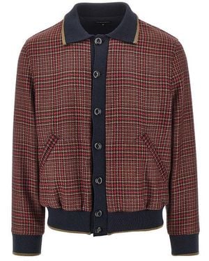Emporio Armani Wool Tweed Bomber Jacket - Brown