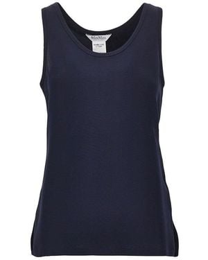 Max Mara Silk Cady Top With Embroidery - Blue