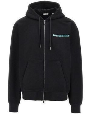 Burberry Heritage Logo Print Full-Zip Hoodie - Black