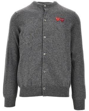 COMME DES GARÇONS PLAY Hearts Patches Wool Cardigan - Grey