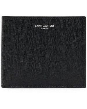 Saint Laurent Grain De Poudre Leather Bi-Fold Wallet - Black