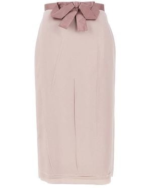 Valentino Satin Midi Skirt With Bow - Pink