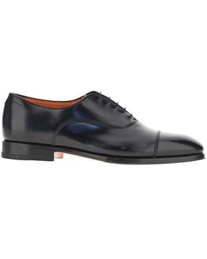 Santoni 'Archie' Spazzolato Leather Laced Shoes 7 - Blue