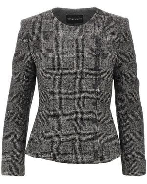 Emporio Armani Prince Of Wales Wool Jacket - Gray