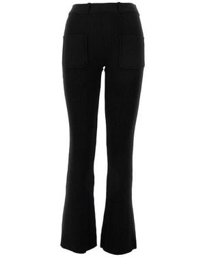 Courreges Ribbed Knit Flared Trousers - Black