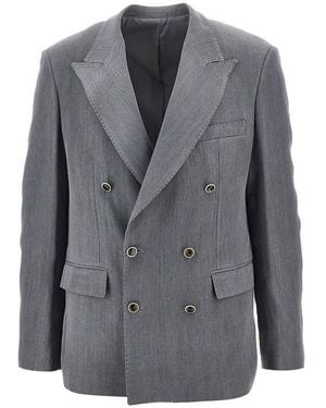 MARSĒM Gabardine Double-Breasted Tailored Jacket - Gray